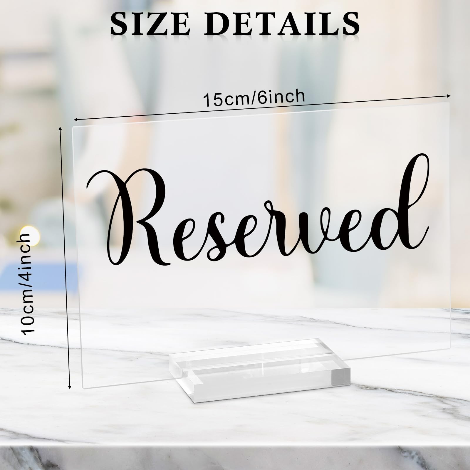 10 Set Acrylic Reserved Table Signs Clear With Holder Wedding Reception Decor