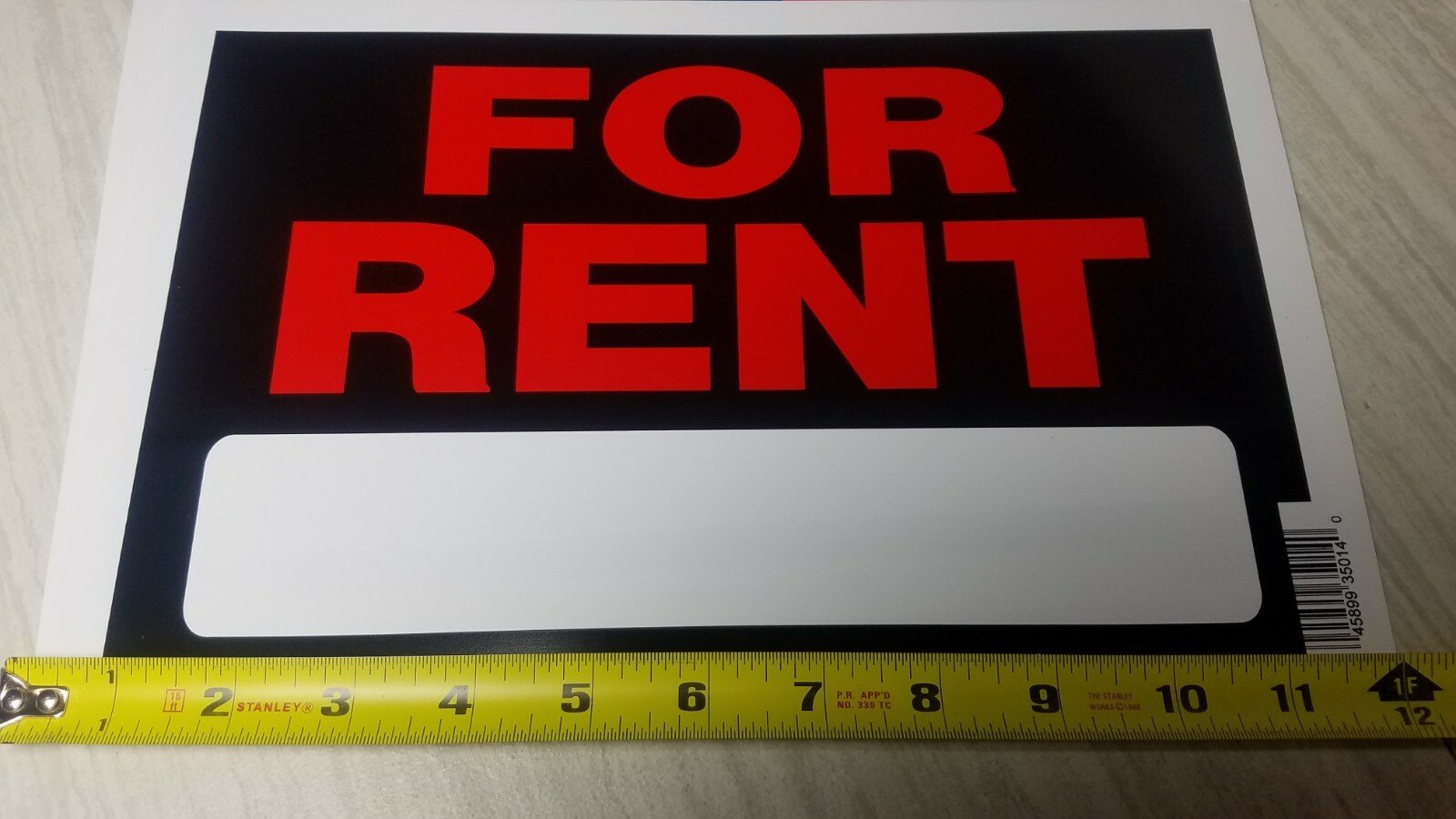 Qty of 6 Signs FOR RENT 8 x 12&Prime; Plastic