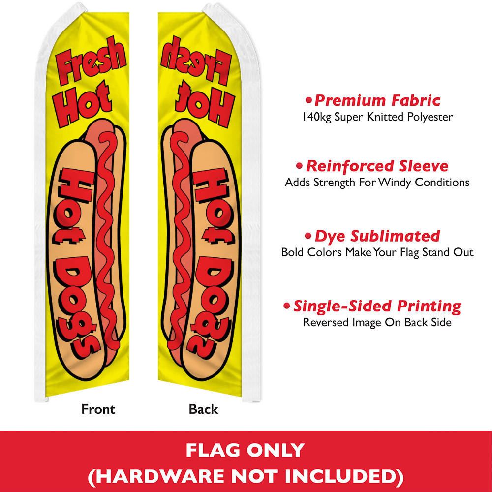 Hot Dogs Swooper Advertising Food Banner Flag for Fair Foods & Hot Dog Stands
