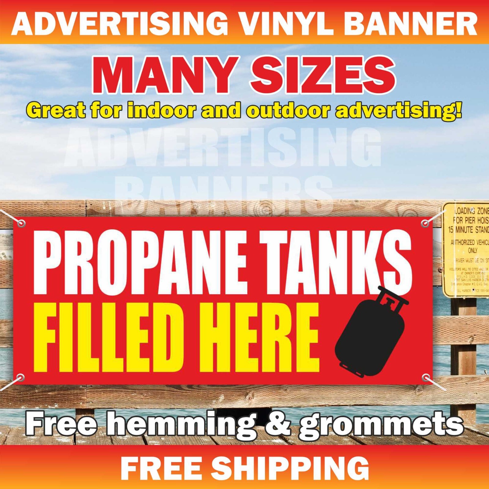 PROPANE TANKS FILLED HERE Advertising Banner Vinyl Mesh Sign Gas Station Oil