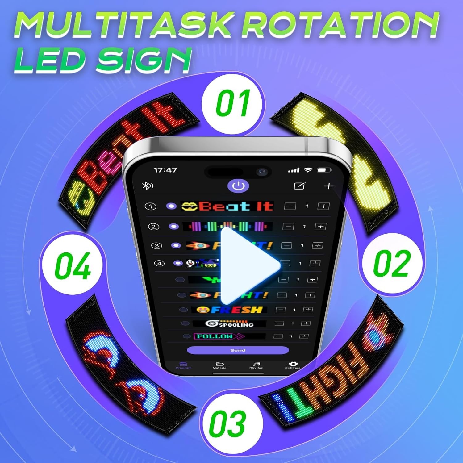 23&Prime;x5&Prime; Devil Eyes LED Car Sign – Bluetooth Control Custom Messages & Animations