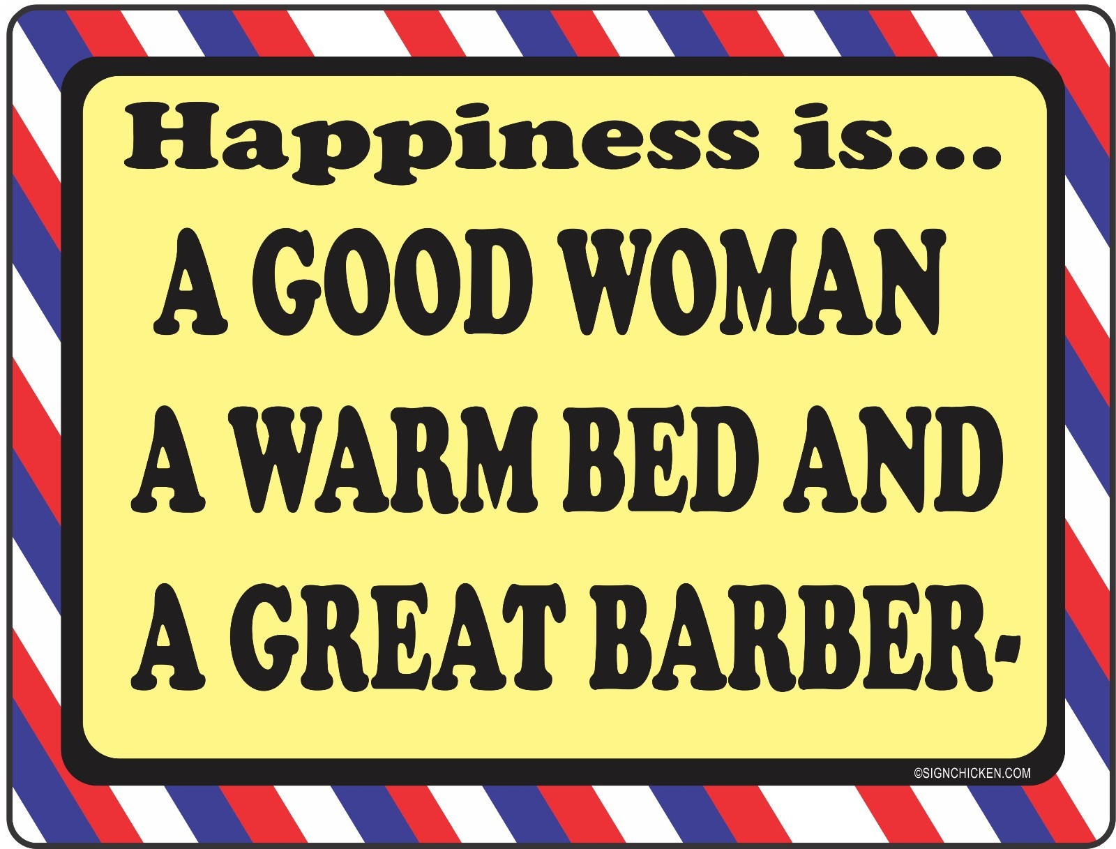 BARBER SHOP SIGN – HAPPINESS IS – BARBER SUPPLIES, BARBER CHAIR, SALON SUPPLIES