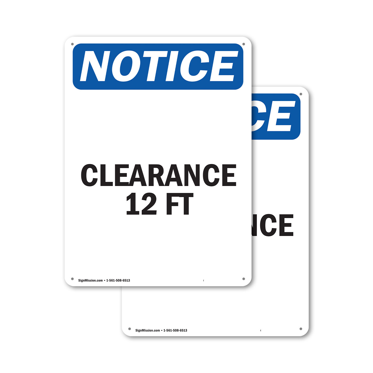 (2 Pack) Clearance 12 Ft OSHA Notice Sign Decal Metal Plastic