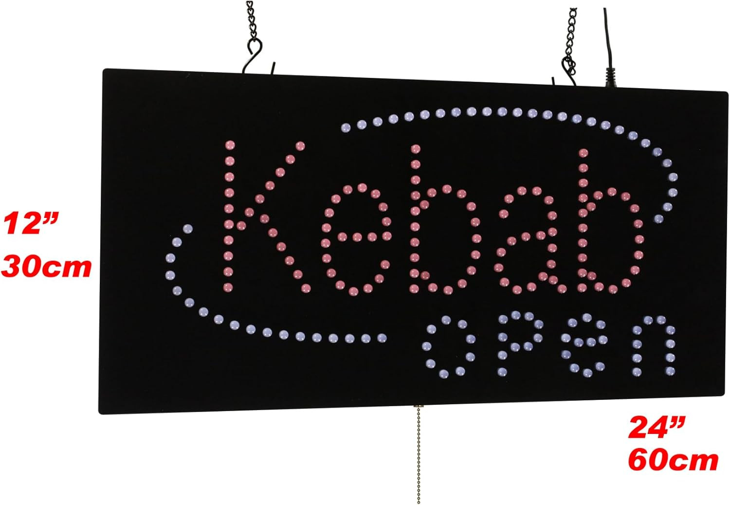 Vibrant LED Kebab Open Sign – 24&Prime;x12&Prime; Neon Display for Grand Openings