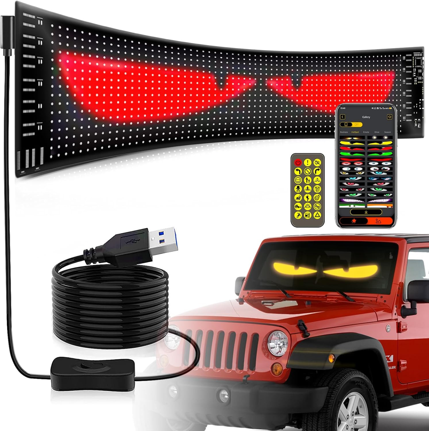 Customizable LED Scrolling Sign with Bluetooth Control for Store and Car