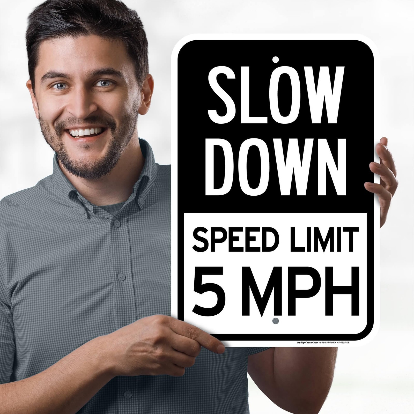 Slow Down Speed Limit 5 MPH Sign, 12 x 18, Reflective 0.63 Aluminum, Fade
