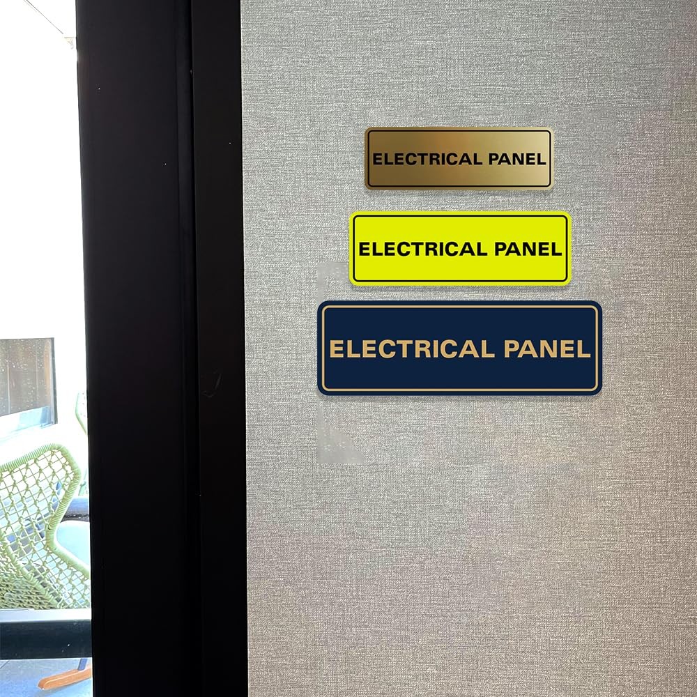 1 PCS Standard Electrical Panel Wall Door Sign Easy Installation Silver Small