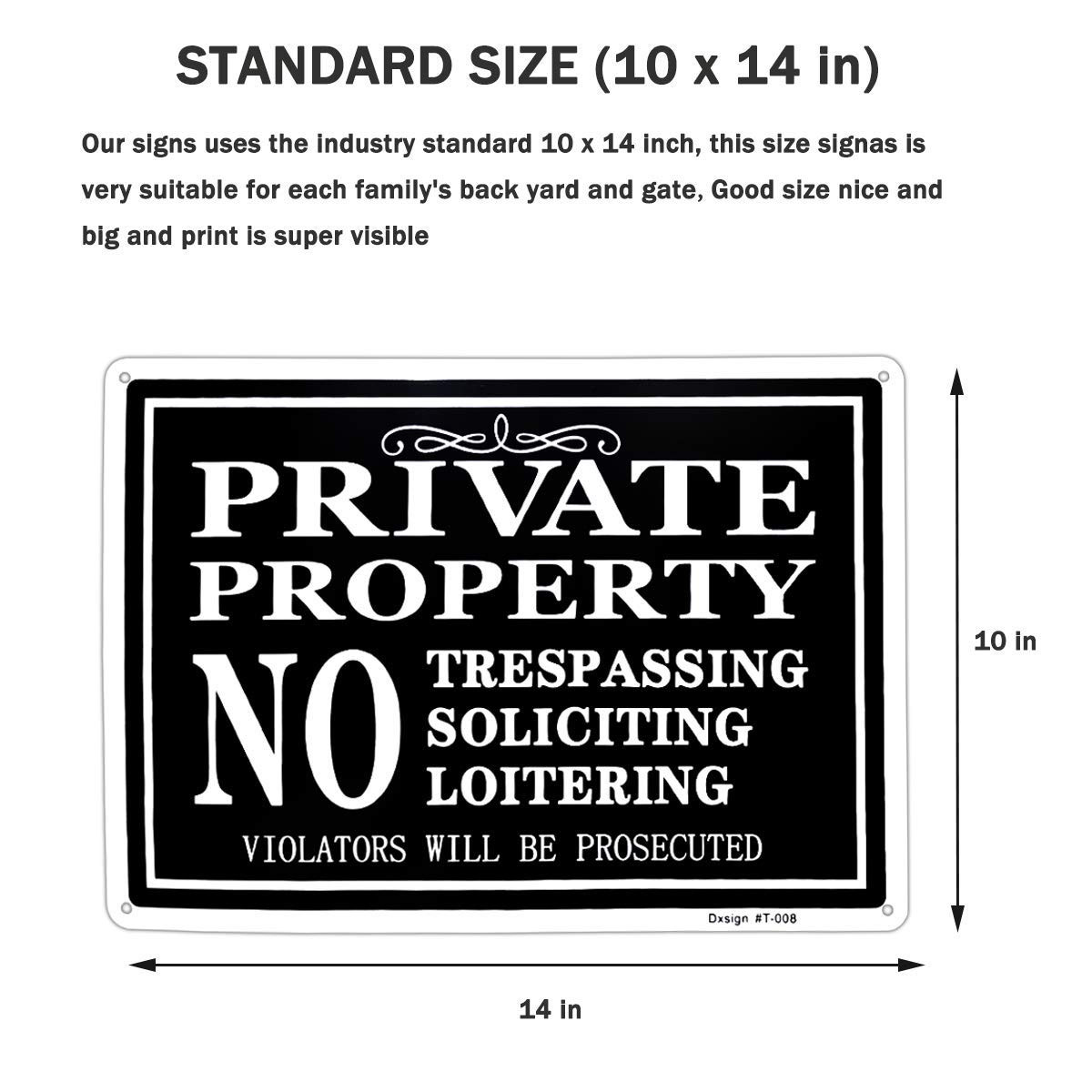 Private Property No Trespassing Aluminum Sign – UV Printed, Durable 14×10 inc…