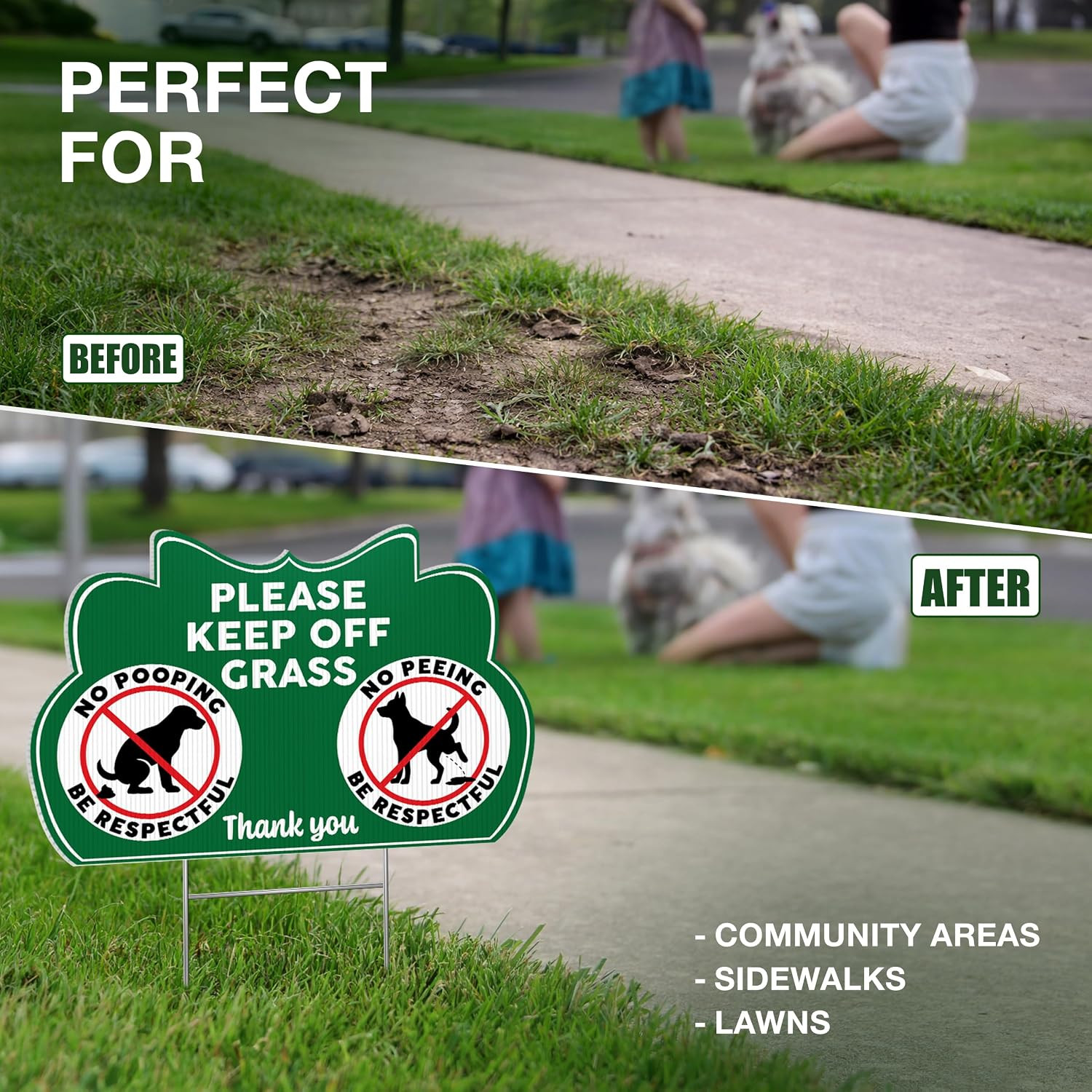 Keep off Grass Signs, 8 X 12 Inch Double Sided Corrugated Plastic, Stakes | No D