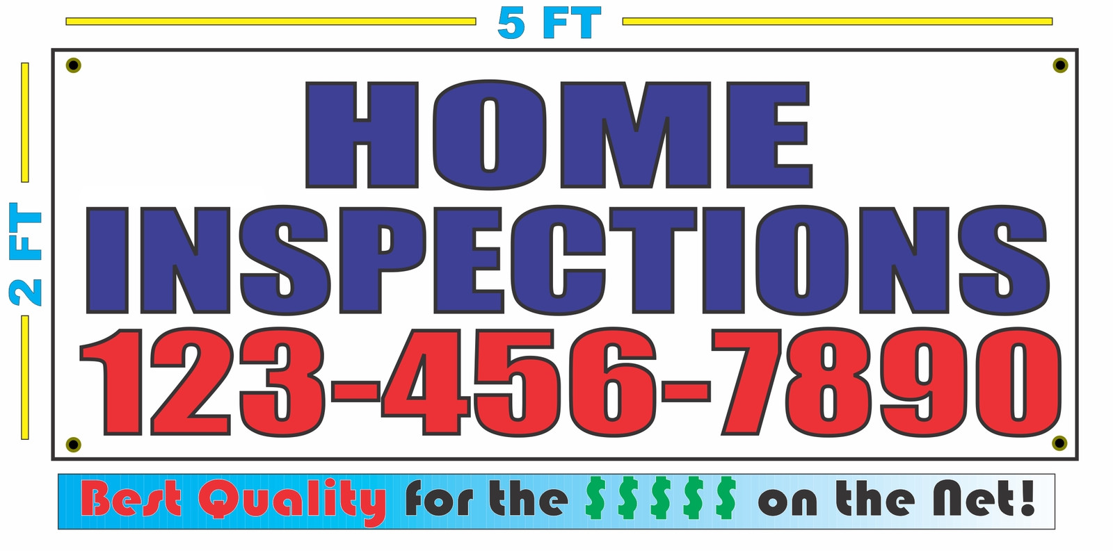 HOME INSPECTIONS w CUSTOM PHONE # Banner Sign NEW Size Best Quality for The $$$