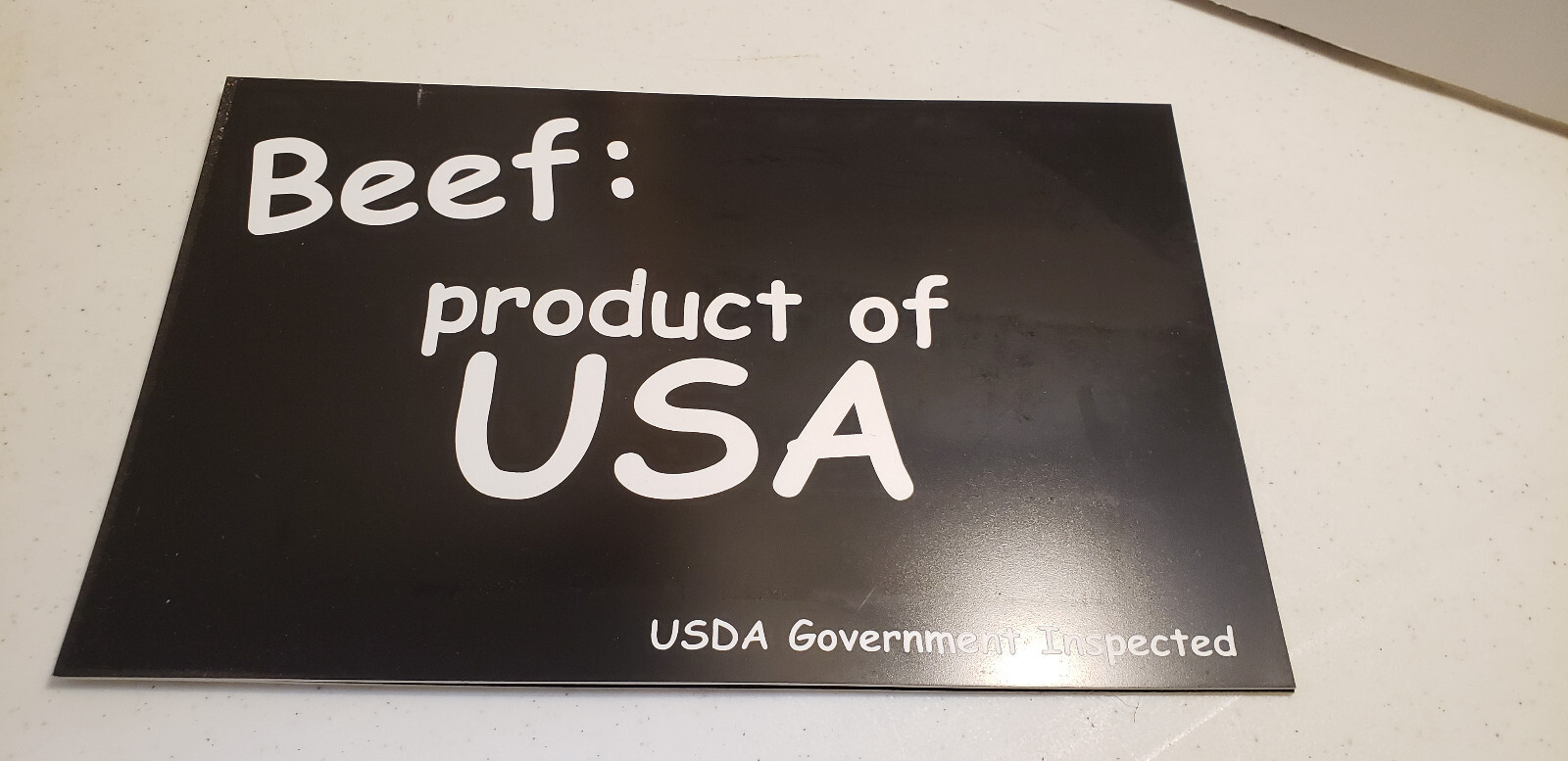 USDA Government Inspected, BEEF, Product of USA, Sign, Black/White, 11&Prime;x7&Prime;