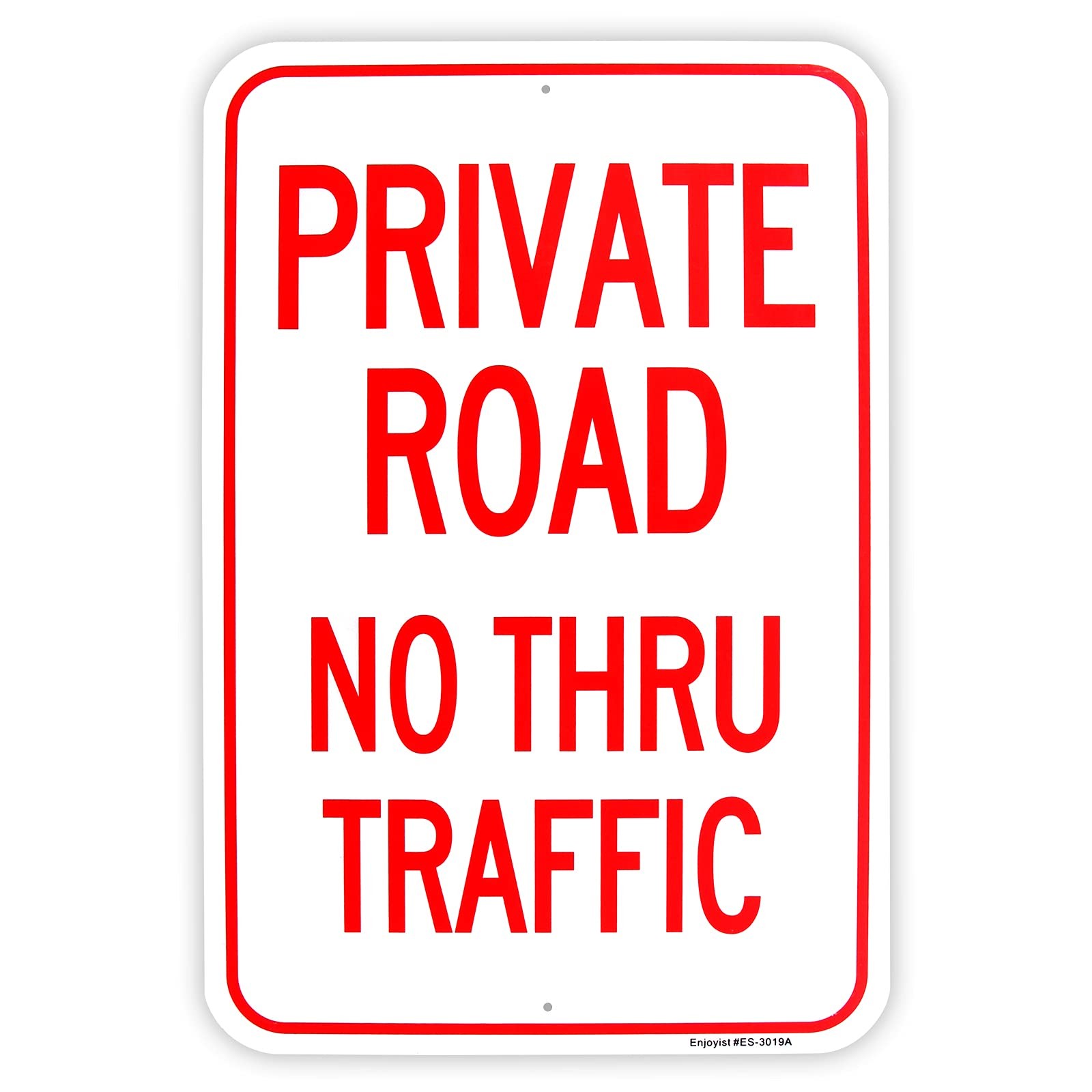 Large Private Road No Thru Traffic Sign, 18&Prime;x 12&Prime; .040 Aluminum Reflective Si…
