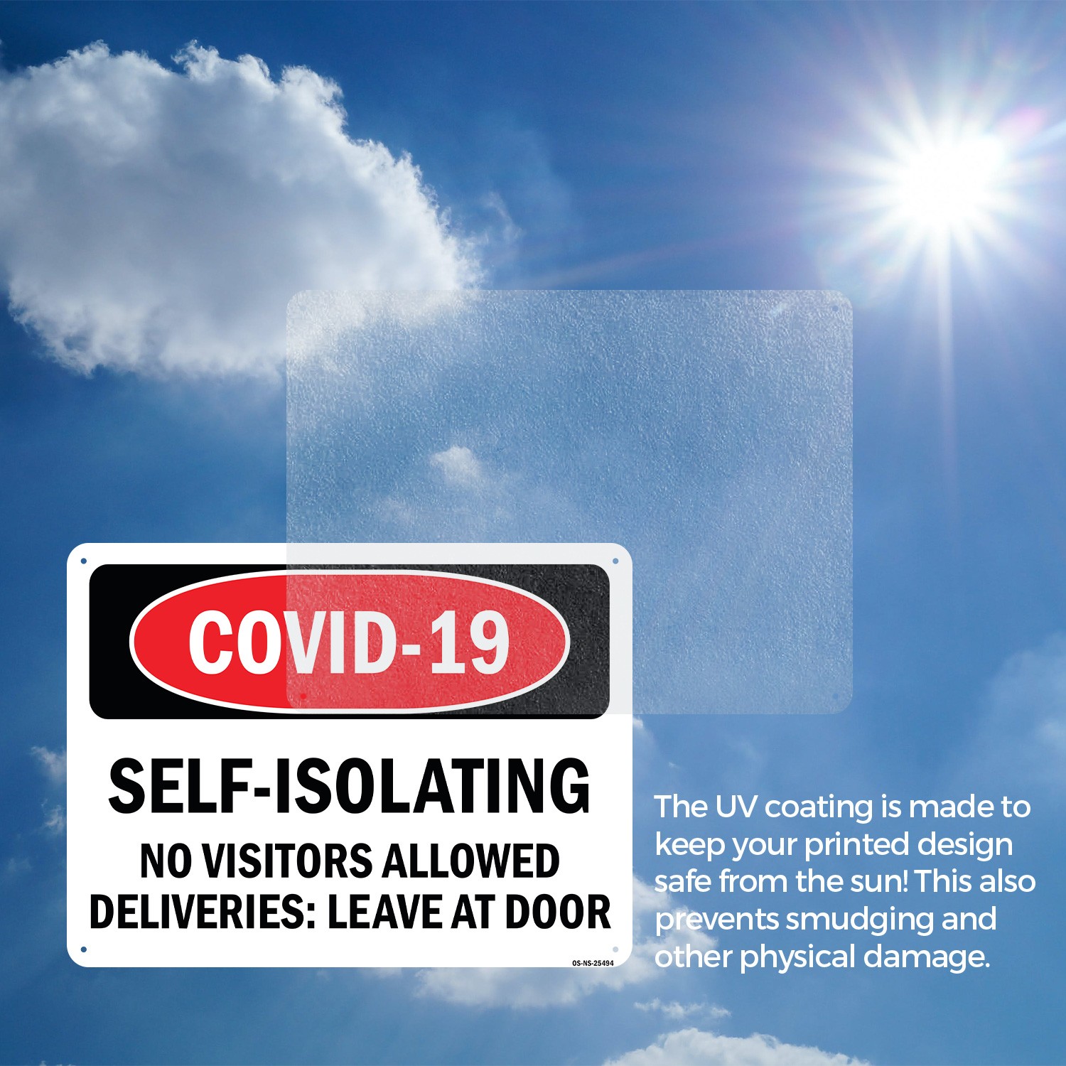 COVID-19 Self-isolating No Visitors Allowed Public Safety Sign, Decal 5/10 Pack