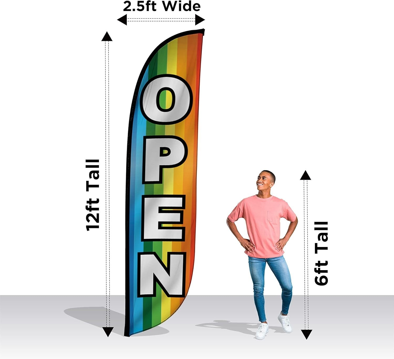 Feather Flag Banner – 12 Feet Tall Advertising Sign Swooper Flag Only, No Pol…