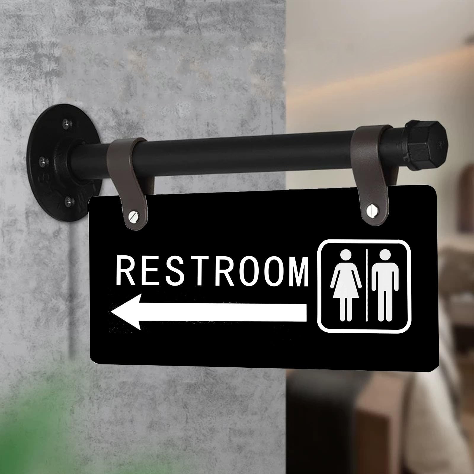 Double Sided Metal Restroom Sign for Business，11&Prime; x 6&Prime;，Unisex Bathroom Sign w…