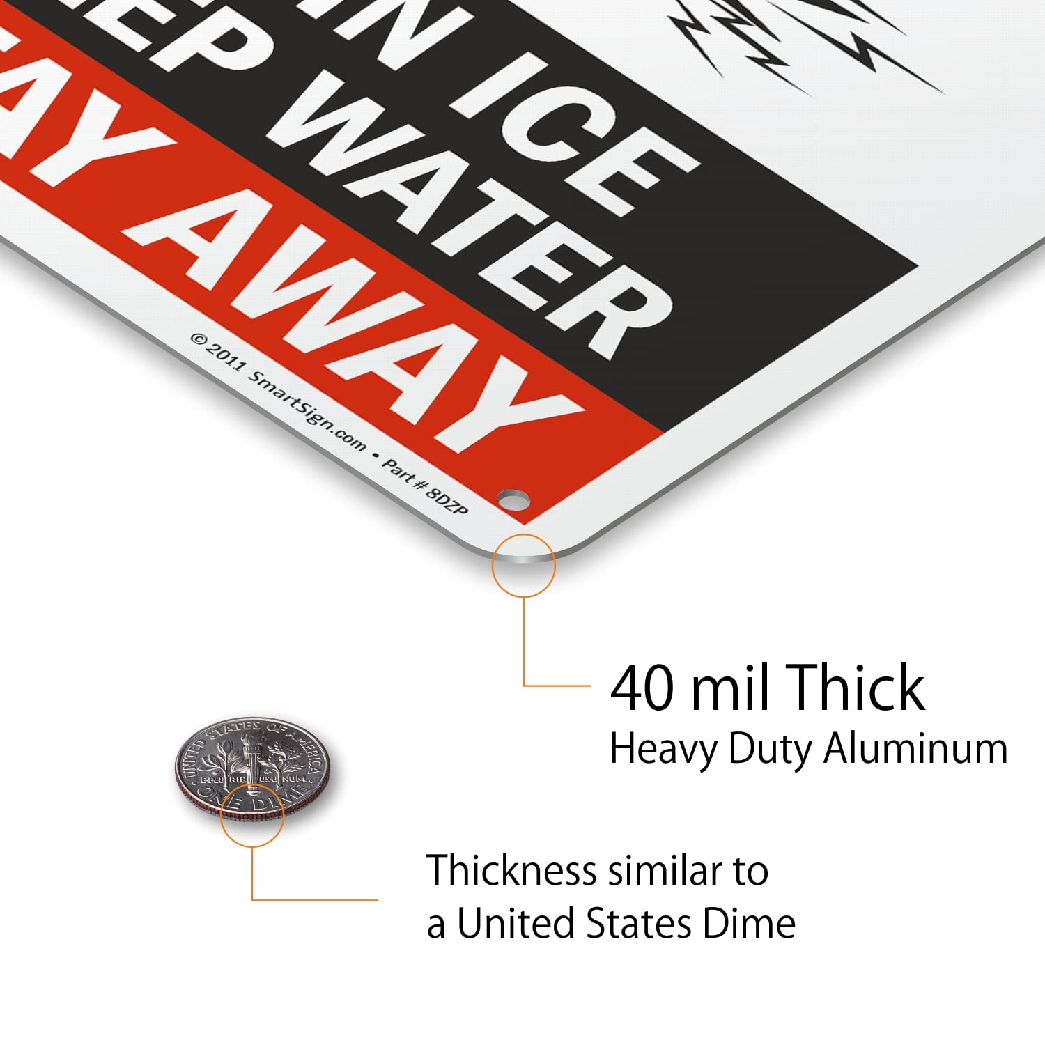 Danger Thin Ice Deep Water Stay Away Sign 7×10 Inch Aluminum Safety Mark