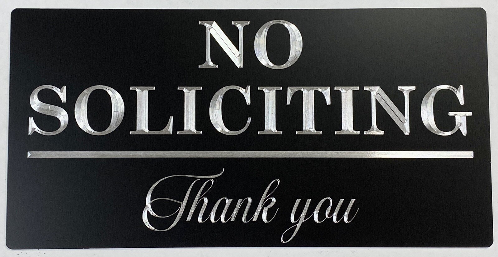 Engraved No Soliciting Company Business Metal House Outdoor Sign 12×6 Plaque