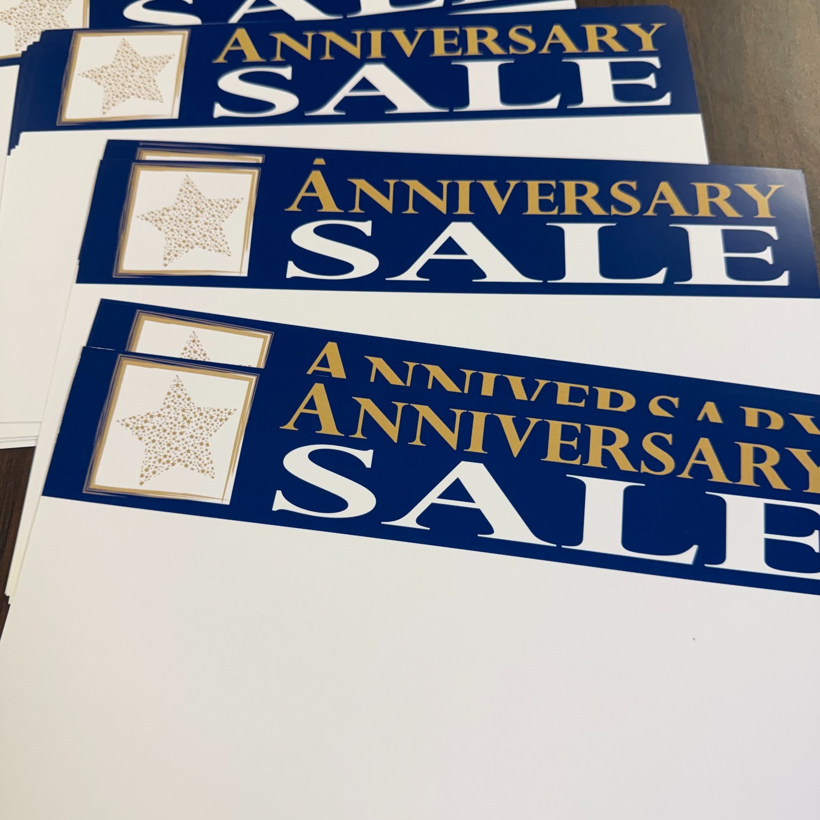 50- 7&Prime; x 11&Prime; Anniversary Sale Price cards for Retail Stores Sale Signage Sign