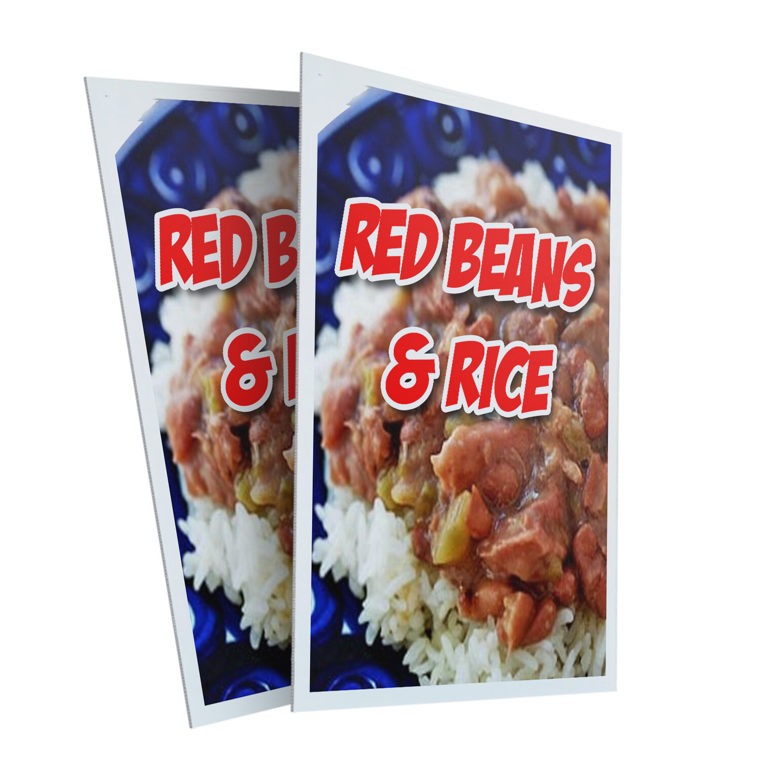 Red Beans & Rice 24&Prime; x 36&Prime; 2 Pack Of Store Sign Plastic Or Decal