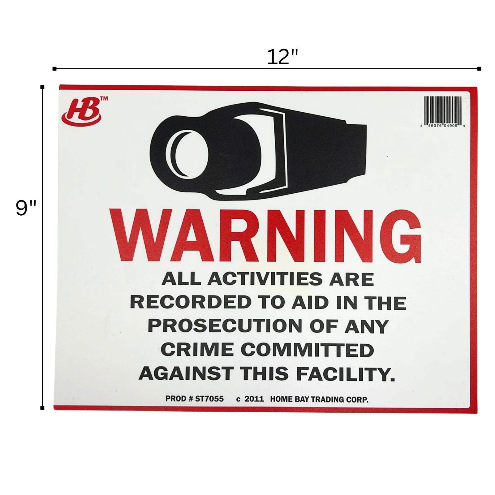 9&Prime;X12&Prime; « WARNING » Plastic Signage Sign-1 Pack
