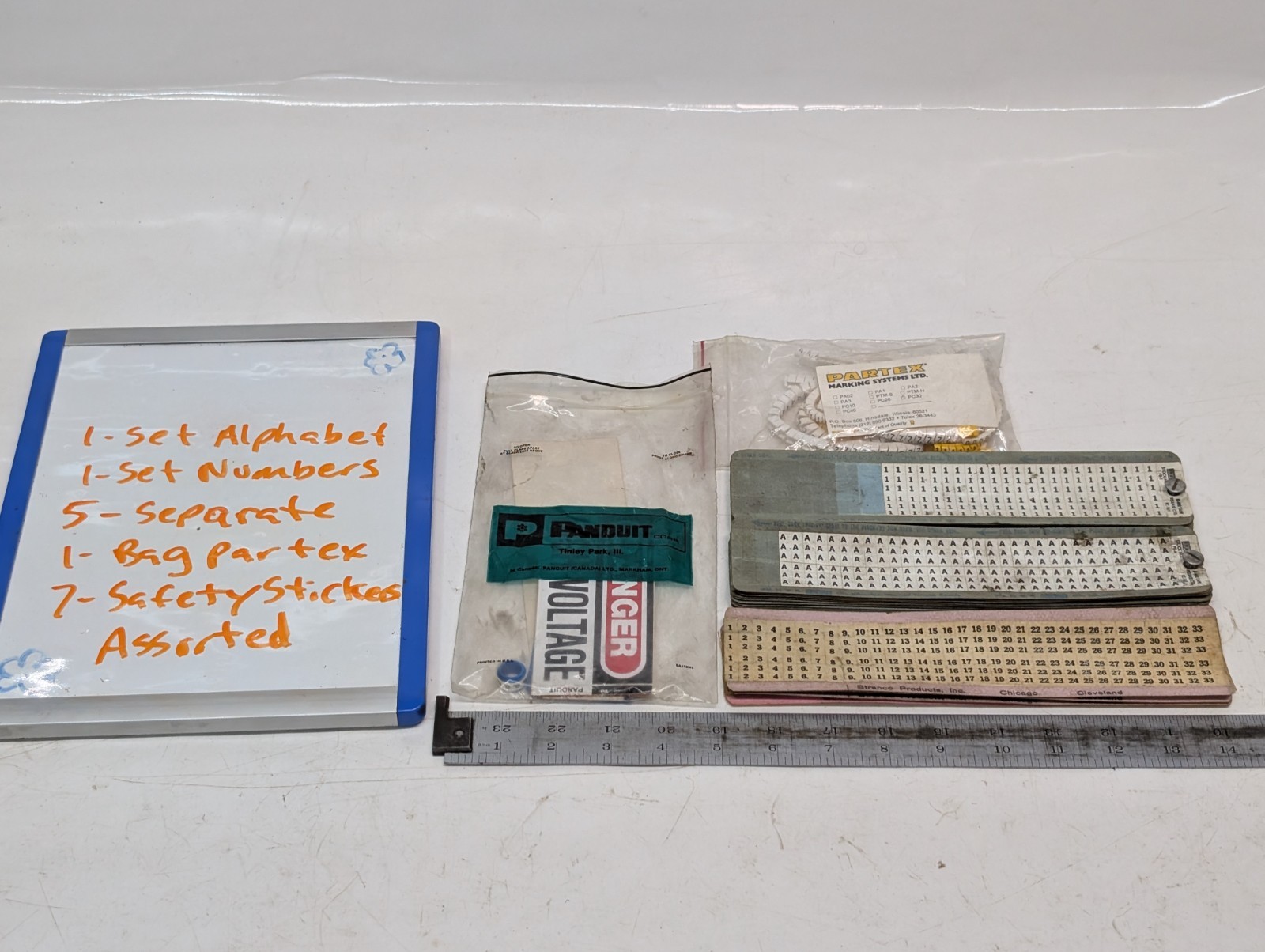 Lot of Assorted Commercial Signs & Labels – Alphabet, Numerical, Safety & More