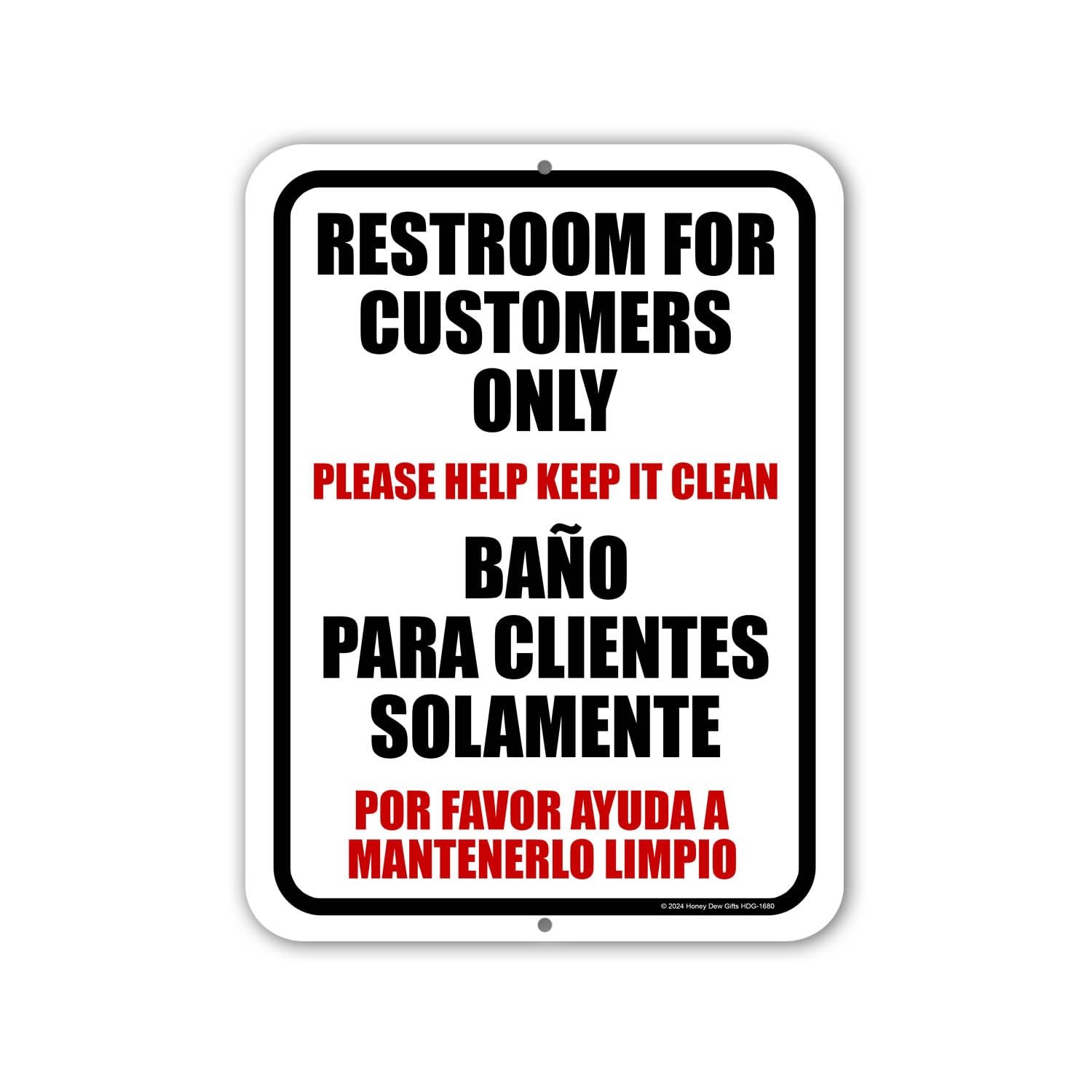 Restroom Sign – Spanish &lsquo;Customers Only&rsquo; 9×12 inch Metal Office Sign HDG-1680
