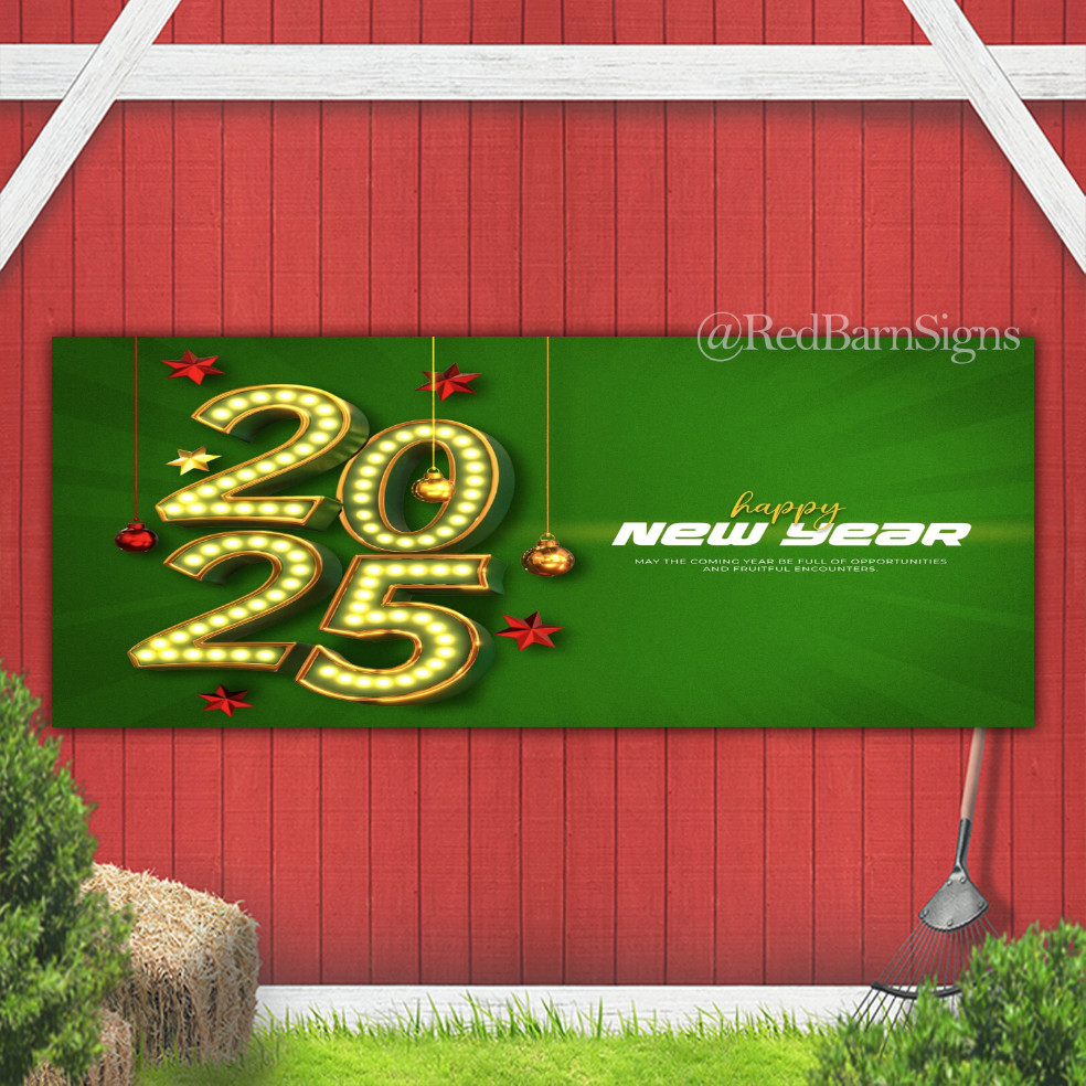 2025 Retro New Year Together indoor outdoor banner sign