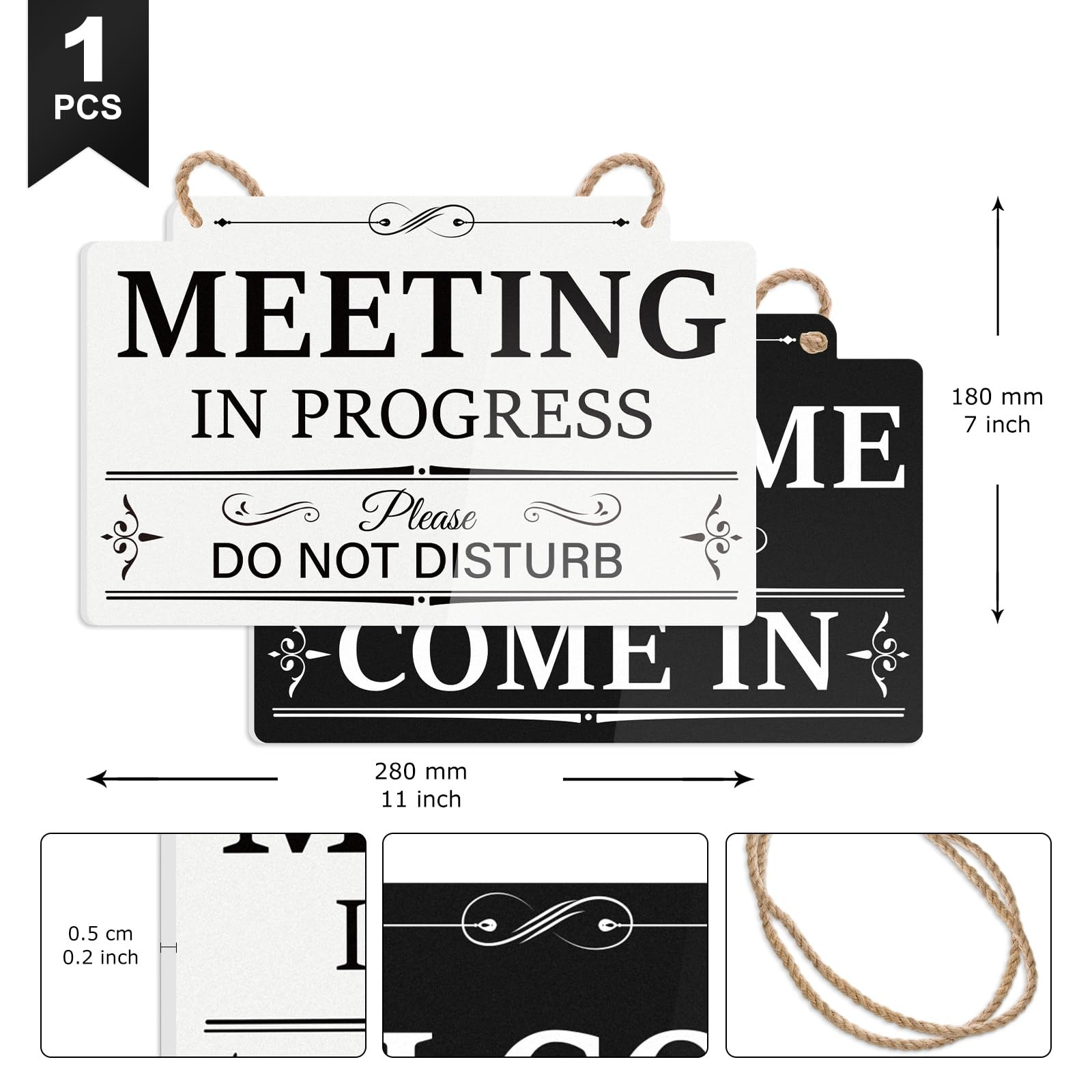 Meeting in Progress Door Sign Do Not Disturb Door Hanger Double-Sided Welcome…