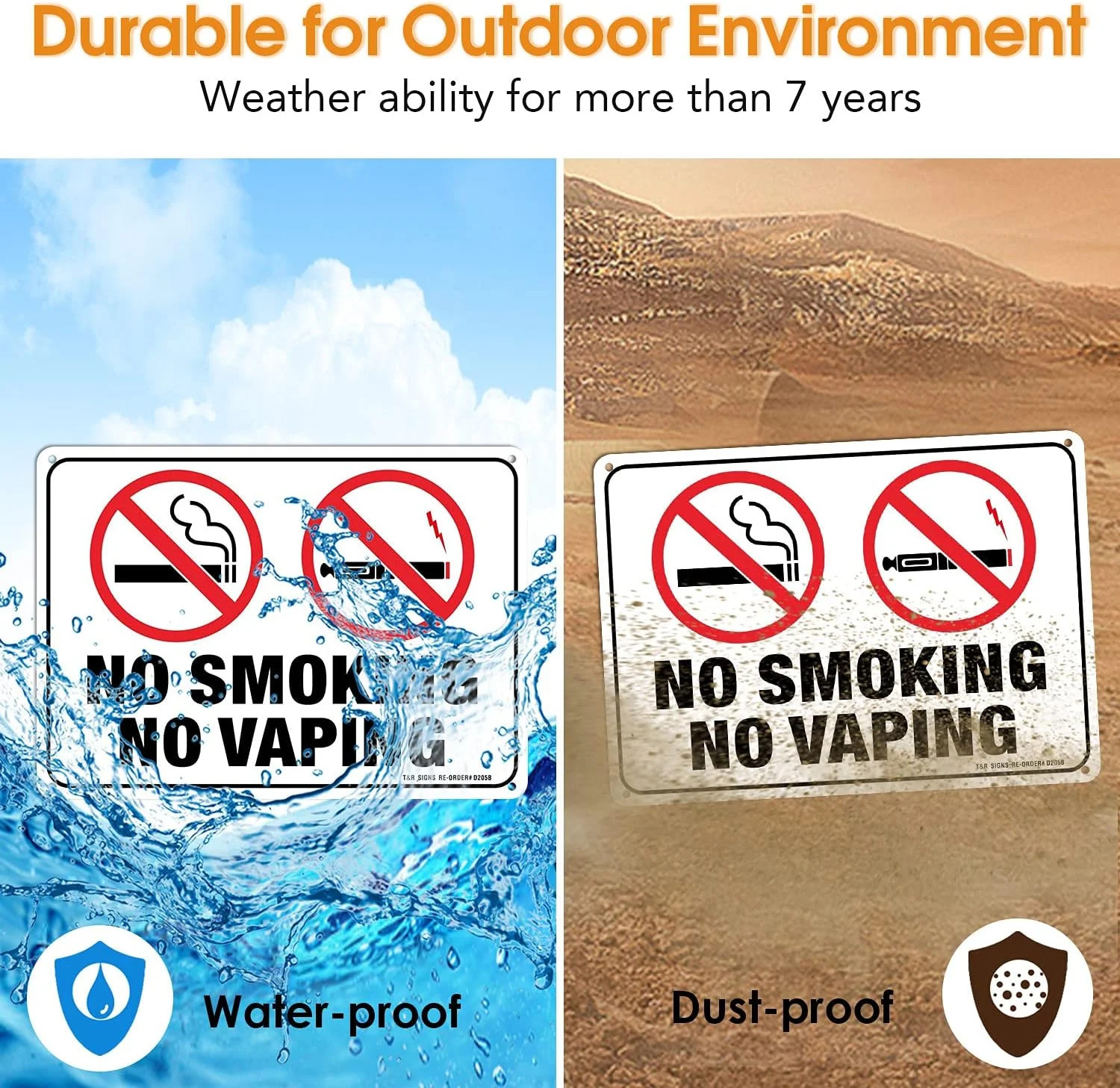 No Smoking No Vaping Sign – 4 Pack – 10 x 7 Inches Rust Free .040 Aluminum – UV