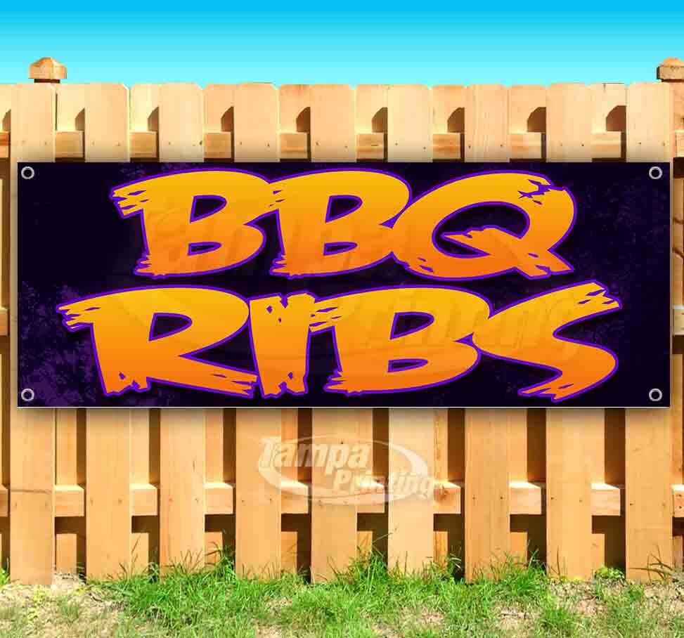BBQ RIBS Advertising Vinyl Banner Flag Sign Many Sizes Available USA BARBECUE