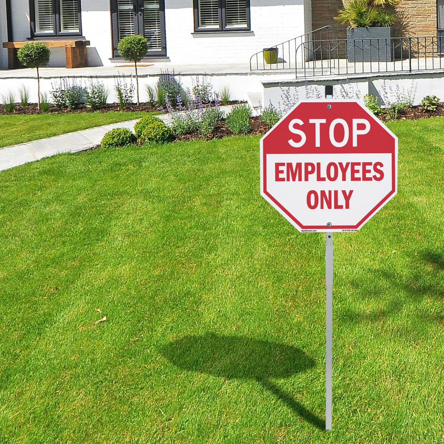 Stop Employees Only Octagon Sign With Stake Weather Resistant UV Protected