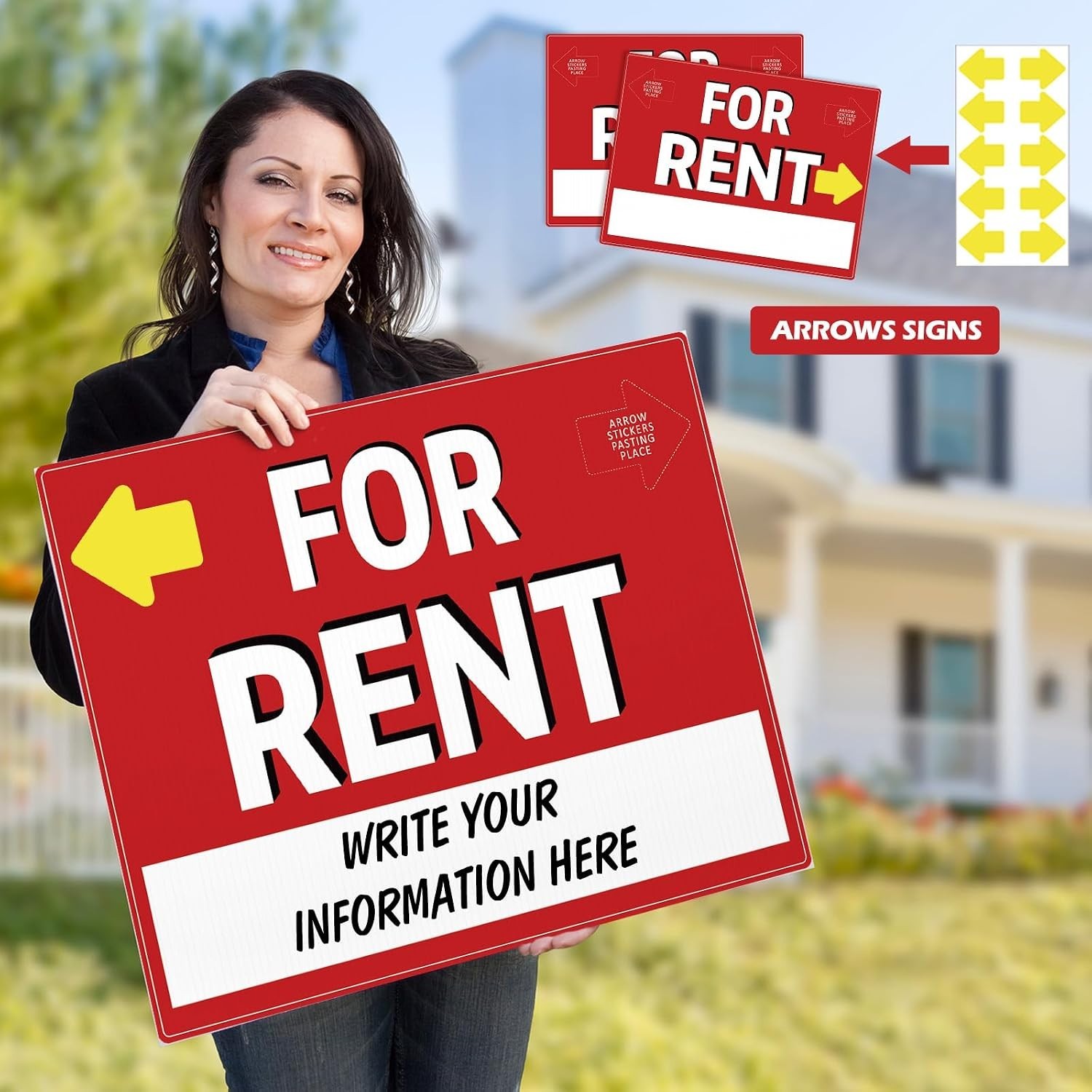 5 Pack 12 x 16 Inch for Rent Sign with Stand Double Sided Yard Sign Stands Co…