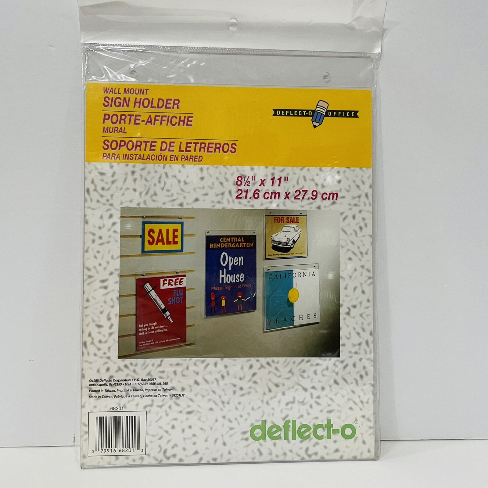 Deflect-o Office Wall Mount Sign Holder 8.5 X 11 Inches NOS Lot Of 3