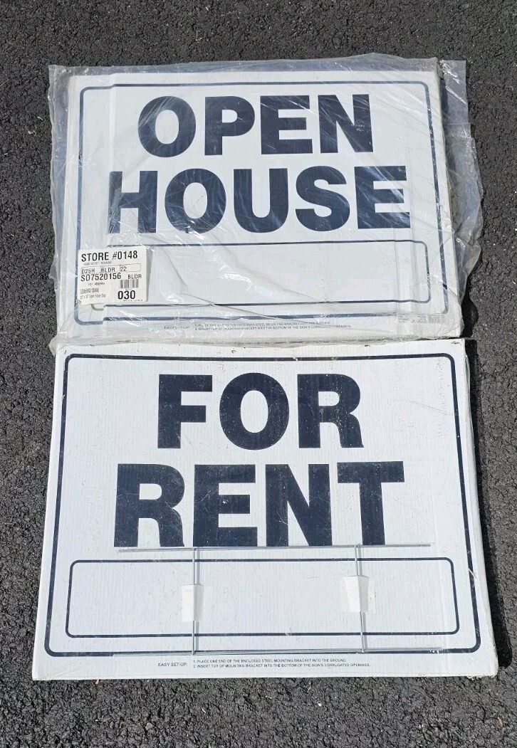 4pk For Rent Open House Sign with Frame 20&Prime; X 24&Prime; Lot Of 4 Yard Signs