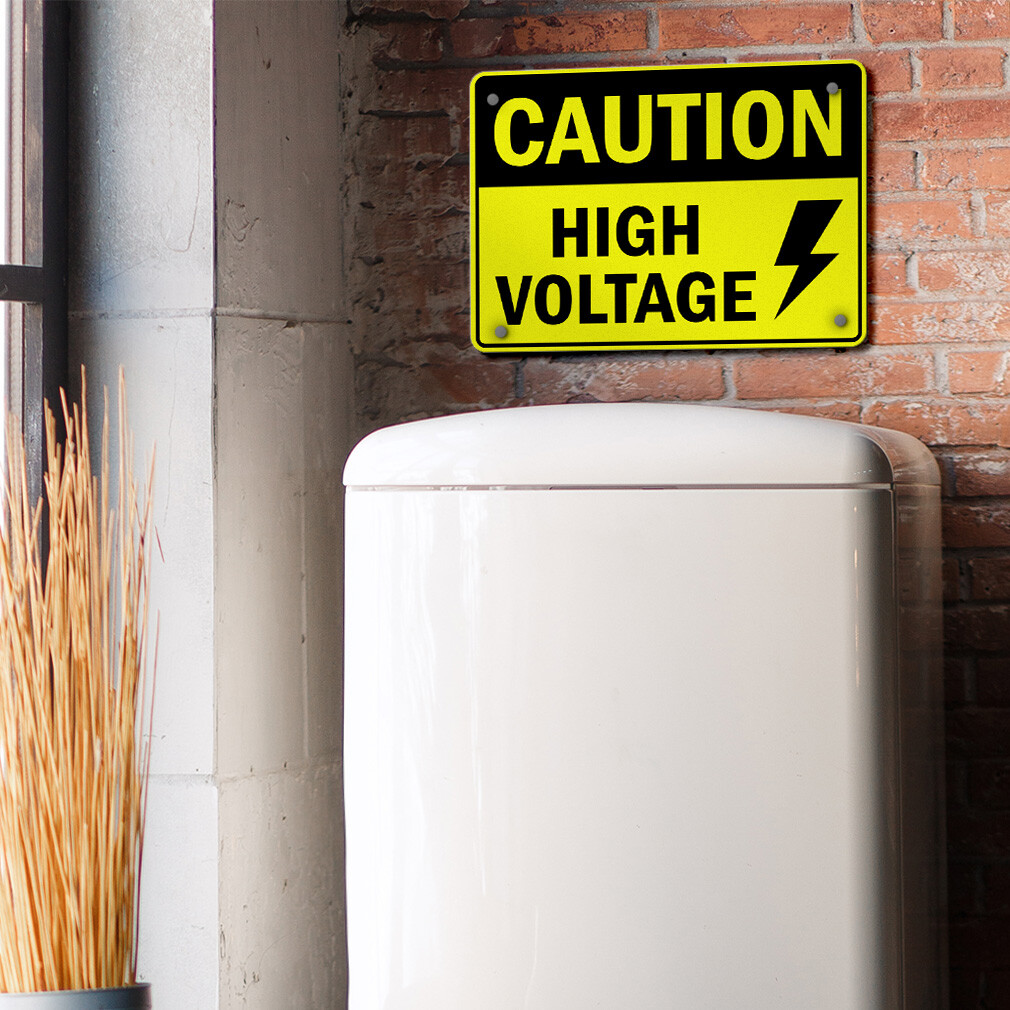 Horizontal Metal Sign Caution High Voltage Osha Weatherproof Street Signage
