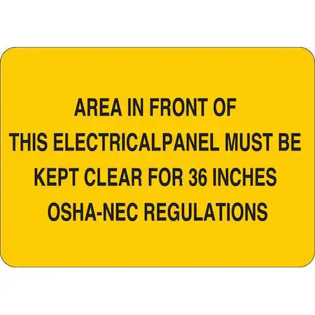 Zoro Select 35Fz14 Area In Front Of This Electrical Panel Must Be Kept Clear,,