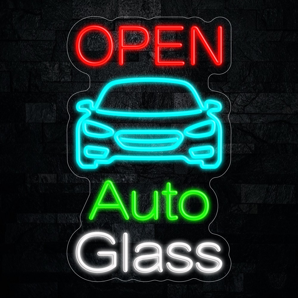 Auto Glass Open LED Neon Sign 13&Prime;L x 21&Prime;H #25162