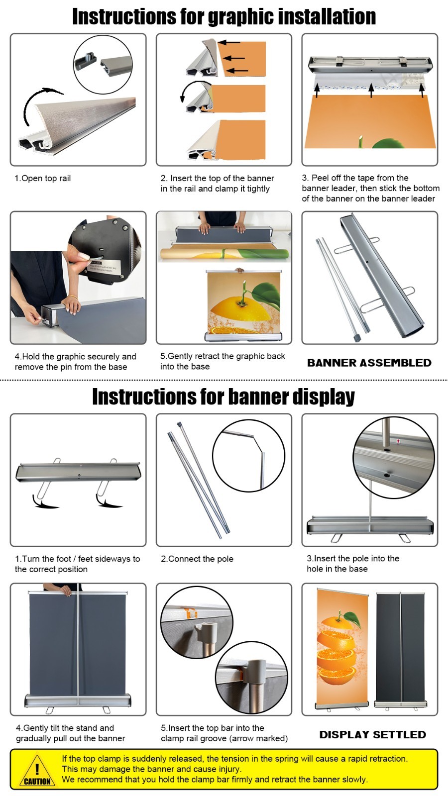 Heavy-Duty Standard Retractable Roll Up Banner Stand 24&Prime; 31.5&Prime; 33.5&Prime; 36&Prime; 40&Prime; 60&Prime;
