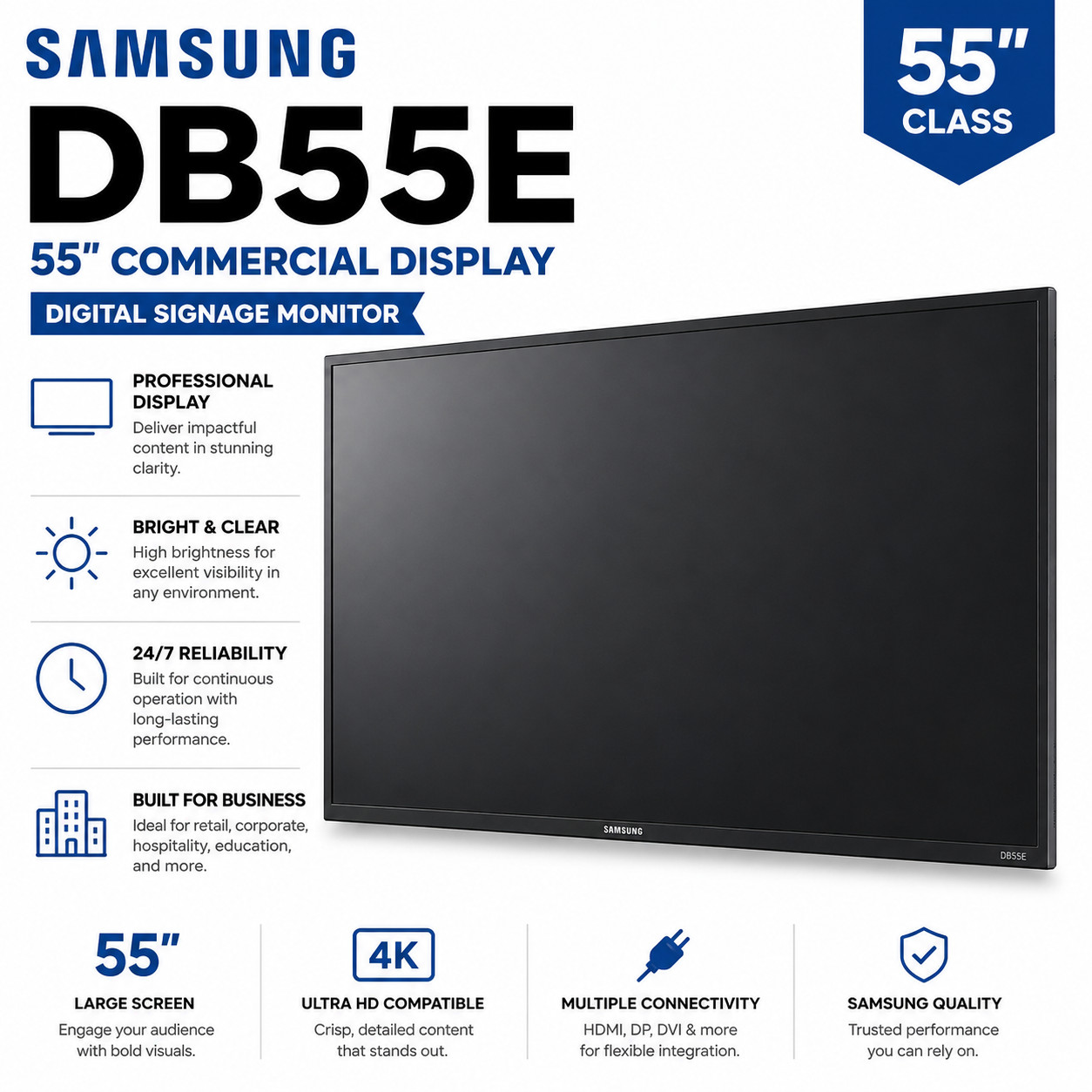 Samsung DB55E 55&Prime; Slim Direct-Lit LED Display (DB Series Digital Signage)