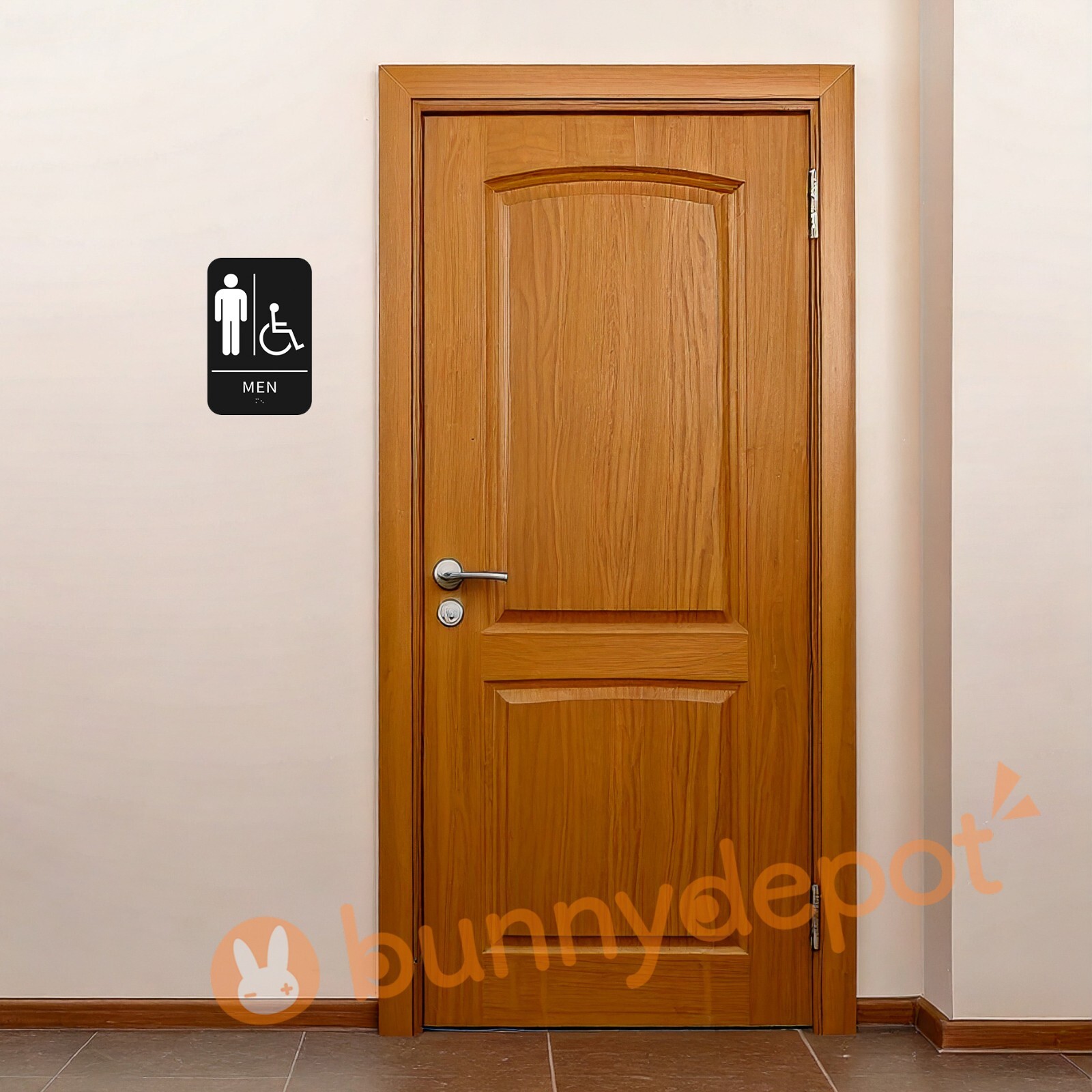 Men + Women Restroom Sign ADA Braille Self Adhesive with 3M Tape 9&Prime; x 6&Prime;