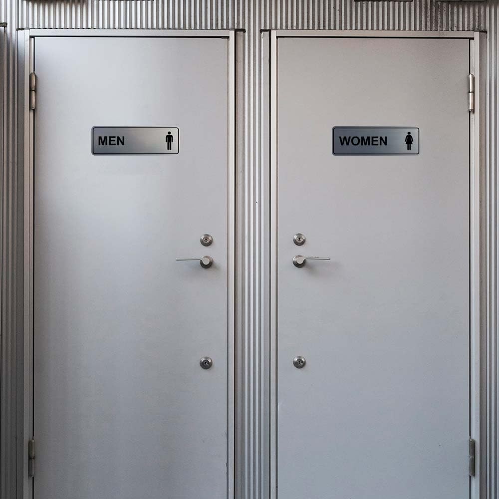 2 PCS Standard Men Women Restroom Sign Black Large Size Bathroom Door Decor