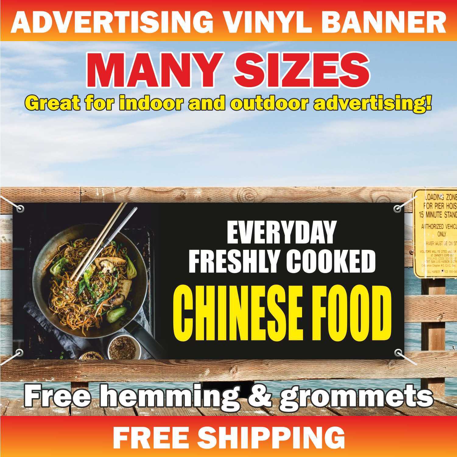 EVERYDAY FRESHLY COOKED CHINESE FOOD Advertising Banner Vinyl Mesh Sign buffet