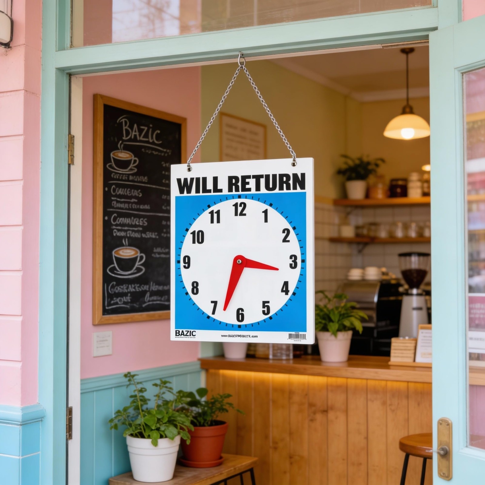 Double Sided Closed/Open Clock Sign with Movable Clock Hands for Hotel Store