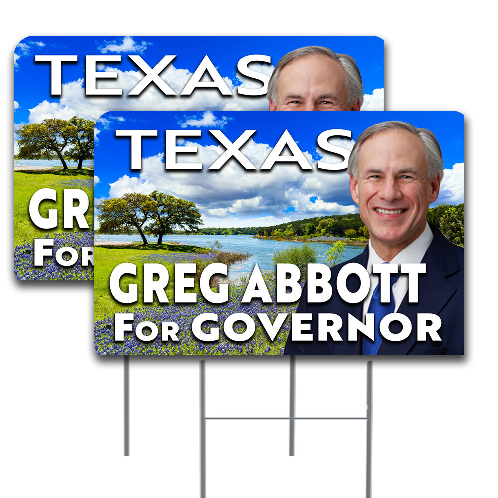 Greg Abbott for Governor (Texas) 2 Pack Double-Sided Yard Signs 16&Prime; x 24&Prime; with M
