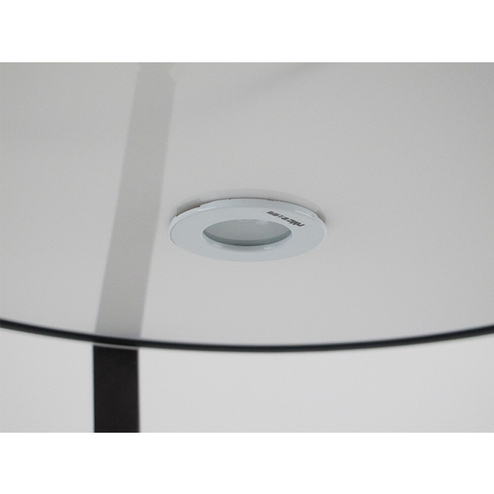 81.1in Round Twist Display Counter with Shelves Top Light Clear Magnetic Panels