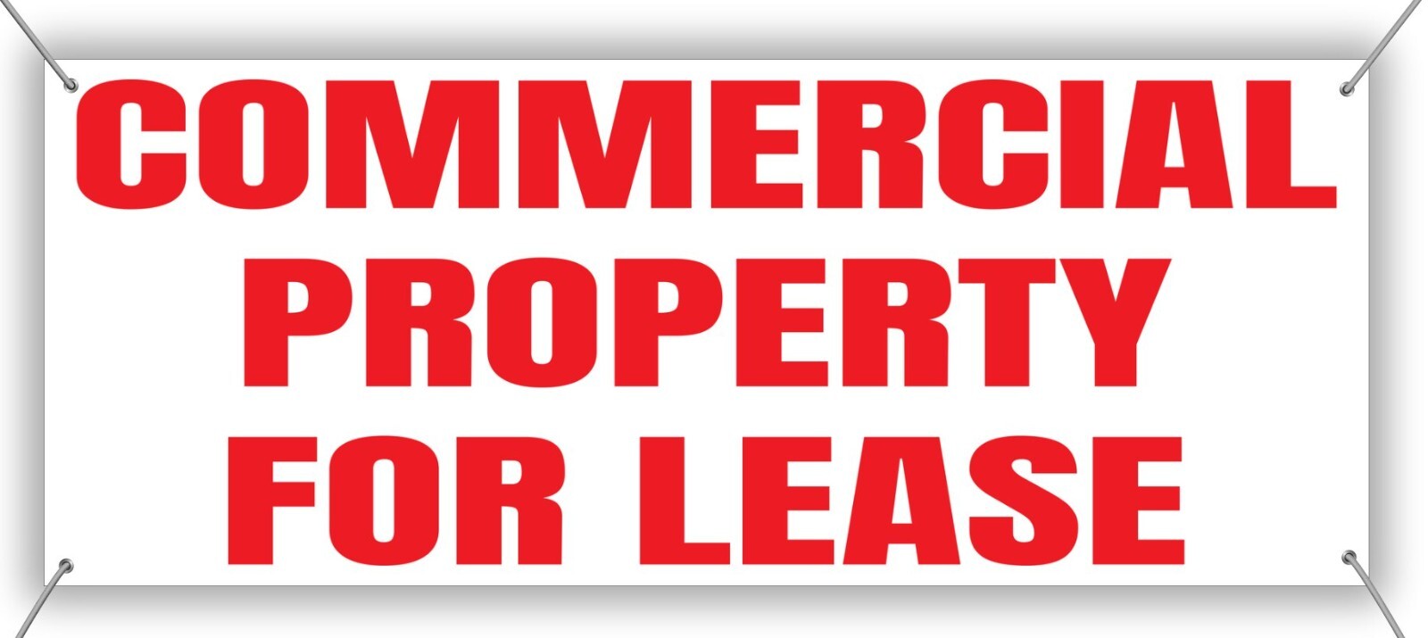 Commercial Property For Lease Banner Sign, Large Red and White Banner 48&Prime; x 20&Prime;