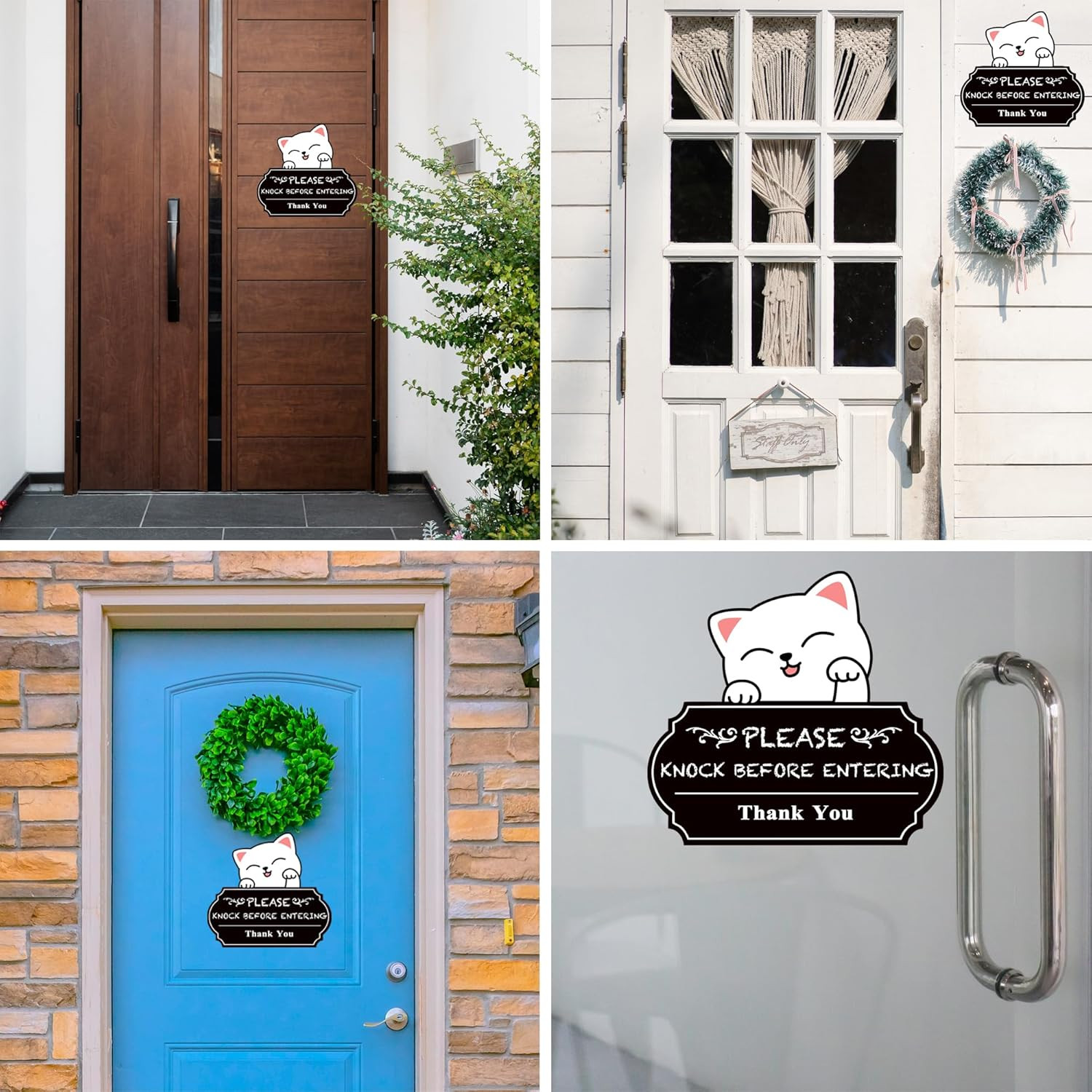 Please Knock Sign for Door, UV Resistant Self Adhesive Vinyl Funny Please Knock