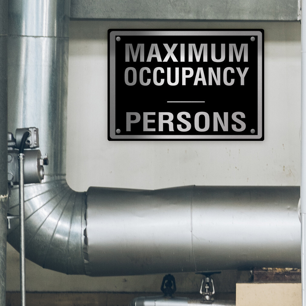 Horizontal Metal Sign Maximum Occupancy Persons Activity Pool White Rules