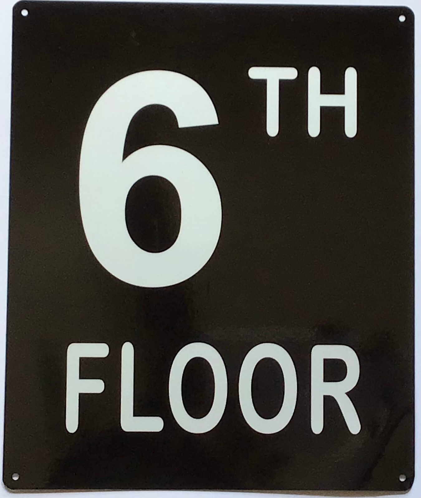 6TH FLOOR SIGN (10X12, Black Background, Aluminum) -REF24-1027