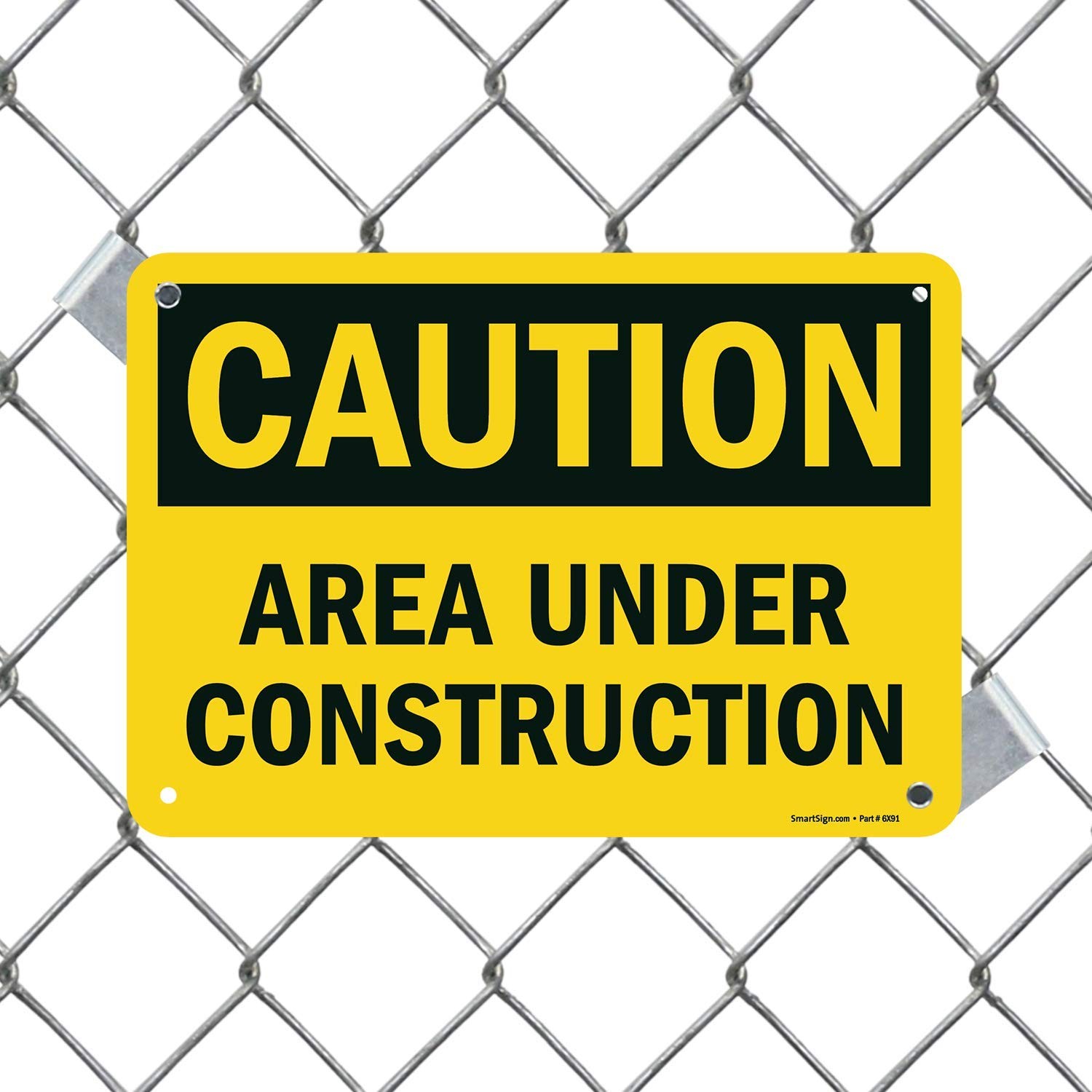 – U9-1377-NP_7x10 Caution – Area Under Construction Sign | 7 x 10 Plastic Bla…